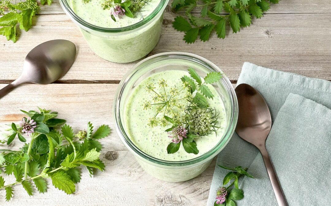 Kalte Wildkräutersuppe mit Gurke